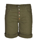 Diamante button denim style shorts
