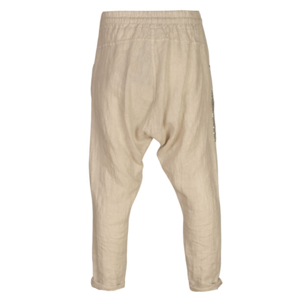 Sequined daisy anglaise linen harem pants