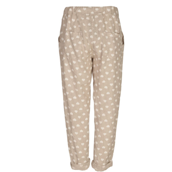 100% linen heart print pants