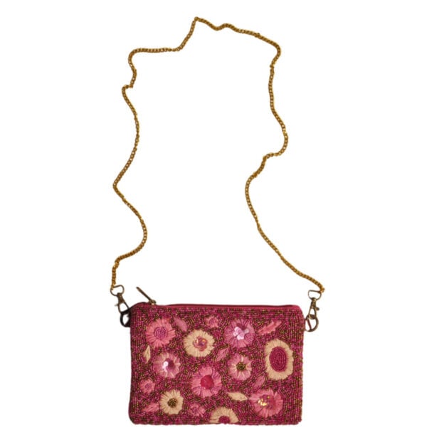Embroidered floral beaded bag