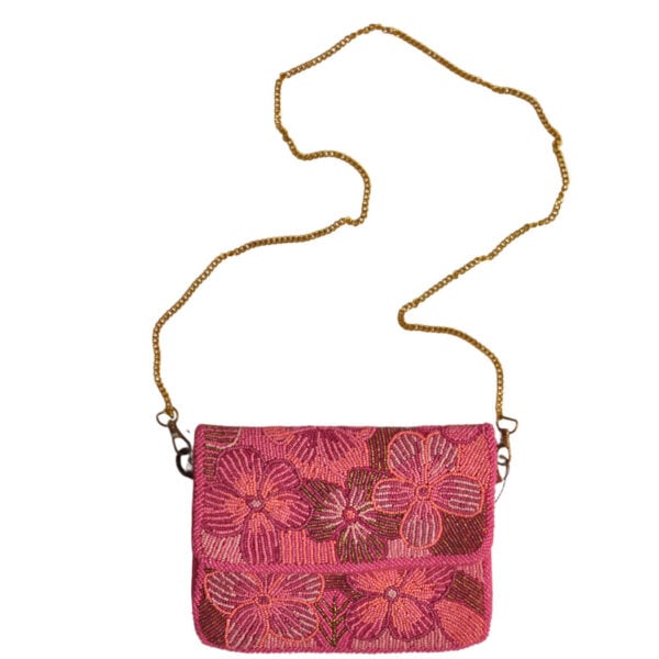 Big floral beaded clutch bag