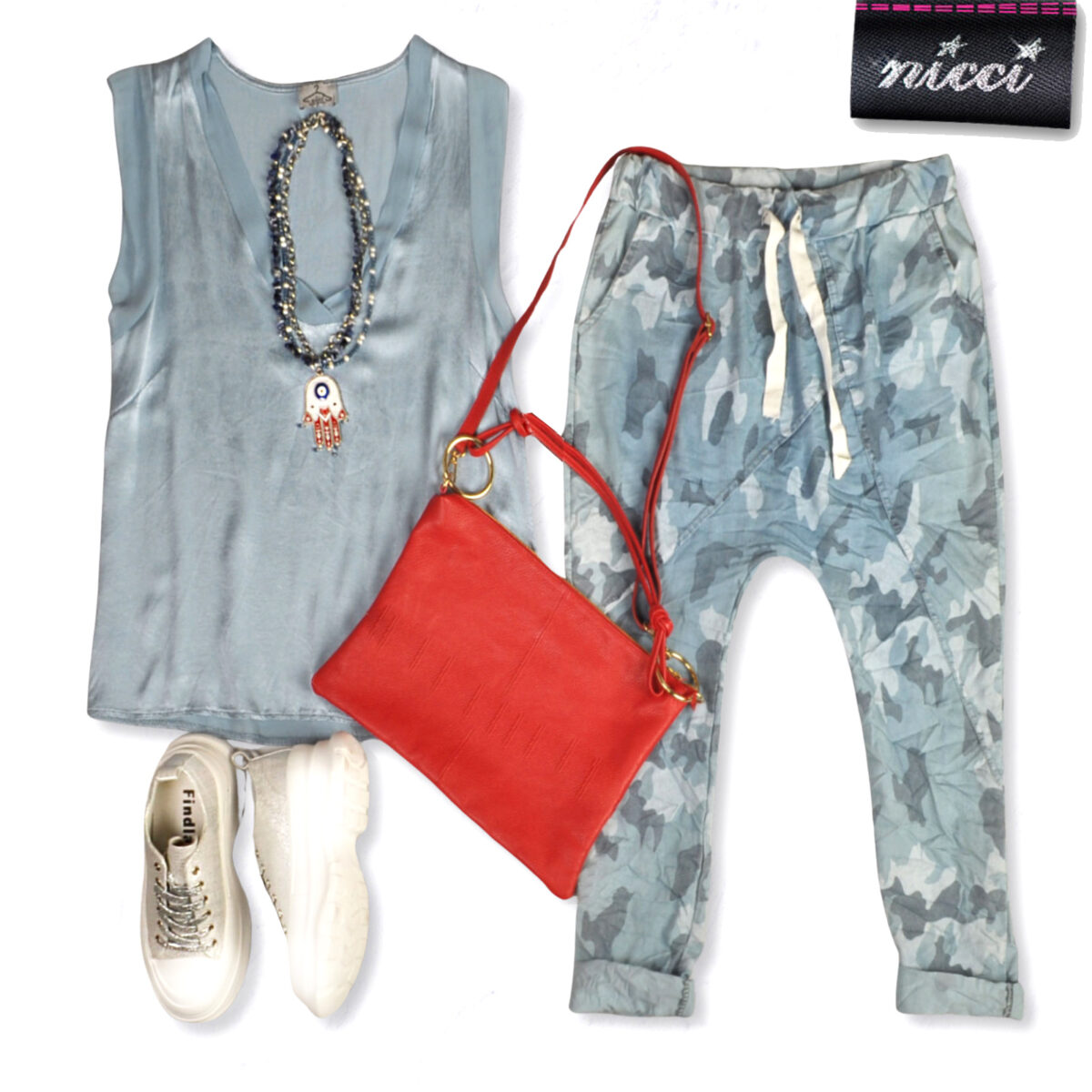 Sheer frill sleeve silky top