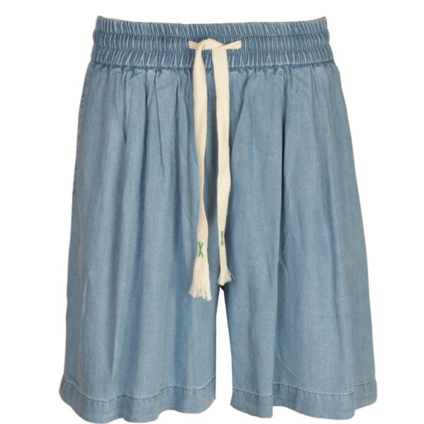 Wide leg denim shorts