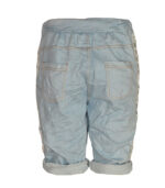 Lace side panel denim shorts