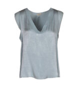 Sheer frill sleeve silky top