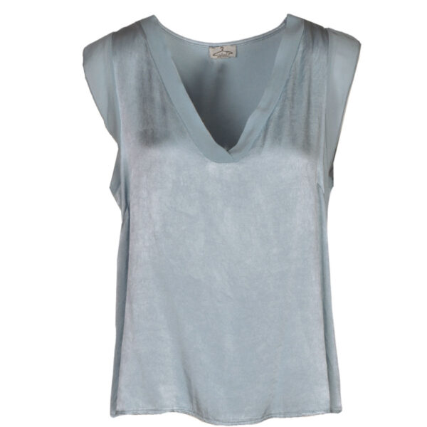 Sheer frill sleeve silky top