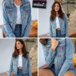 Embroidered sequin denim jacket