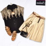 Shimmer belted wide leg shorts