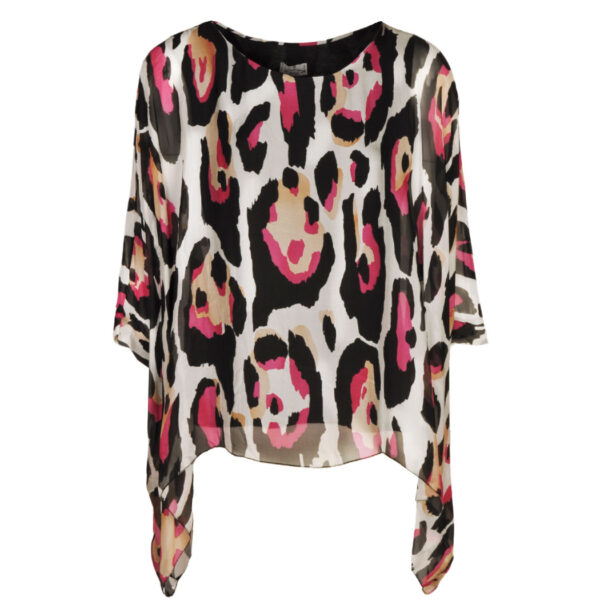 Fuchsia leopard print silky top