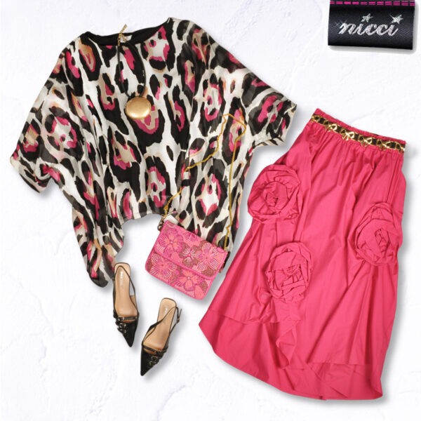 Fuchsia leopard print silky top