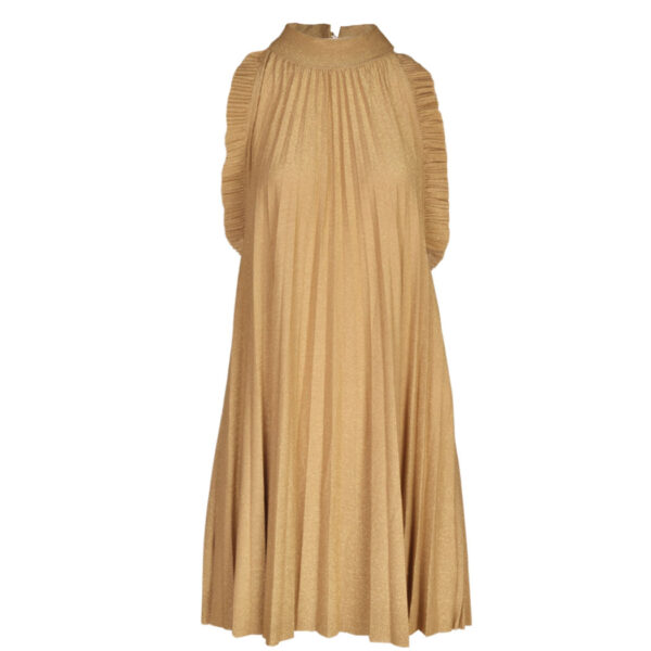 Frill detail pleated dress