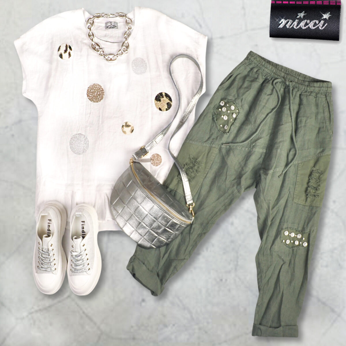 Diamante harem linen pants