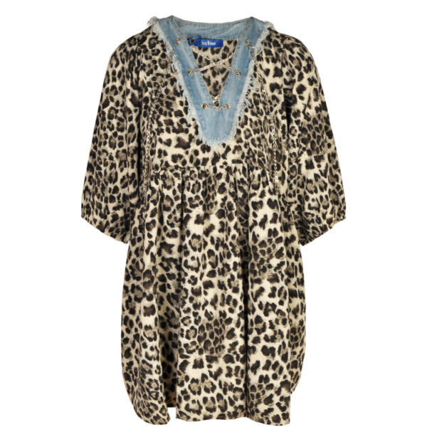 Chain detail animal print dress