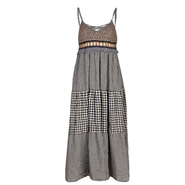 Crochet gingham maxi dress