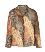 Animal print floral patch shirt