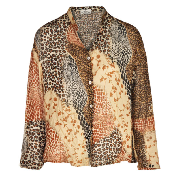Animal print floral patch shirt