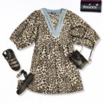 Chain detail animal print dress