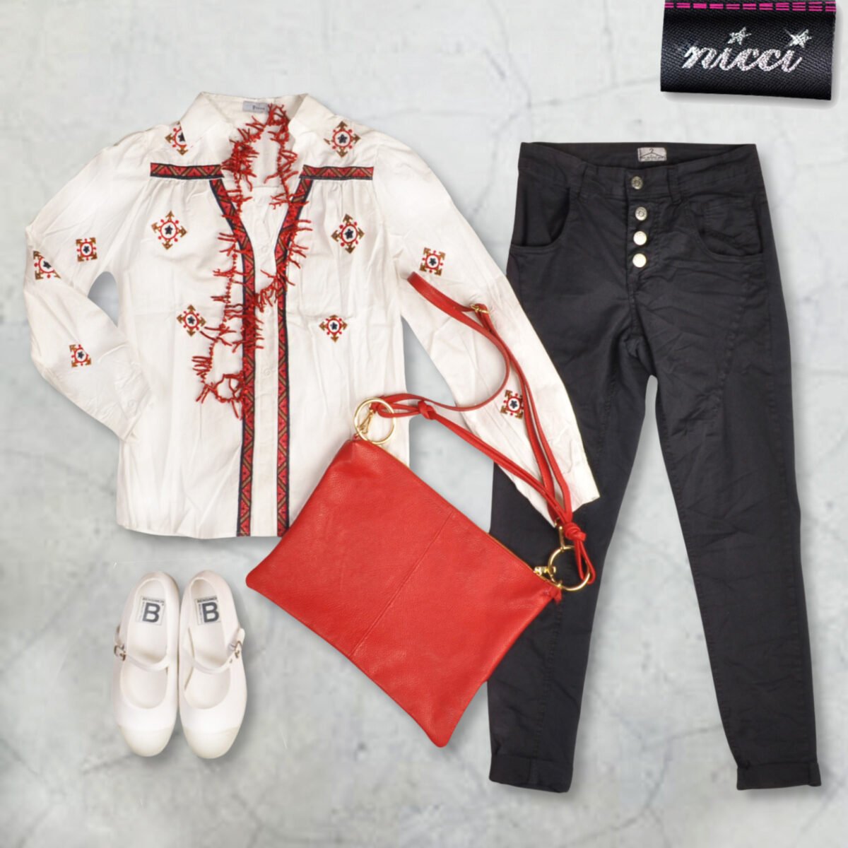 Embroidered braided shirt