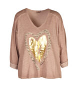 Foil heart word print long sleeve top