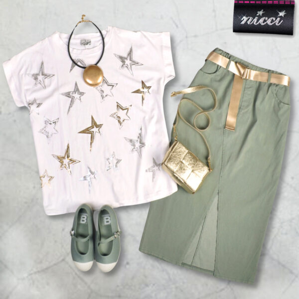 Foil star print boxy t-shirt