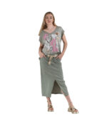 Belted pencil skirt