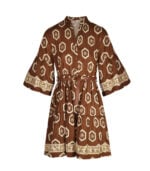 Braided trim belted mini dress