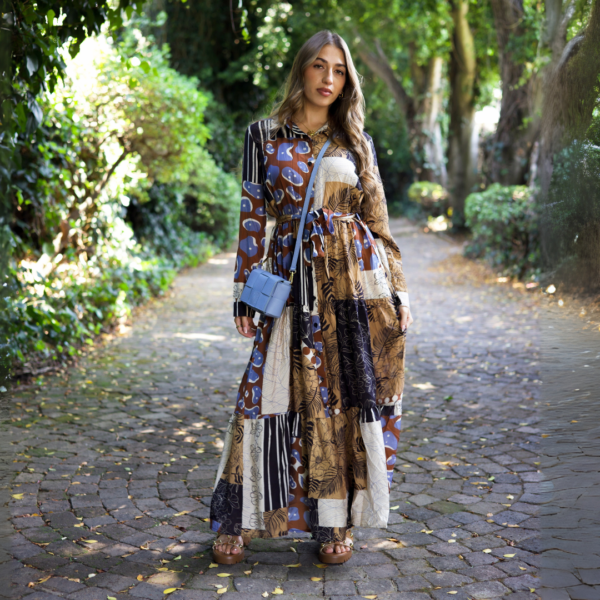 Multi floral patch belted dress
