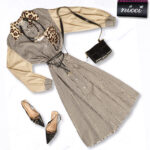 Animal print patch stripe dress