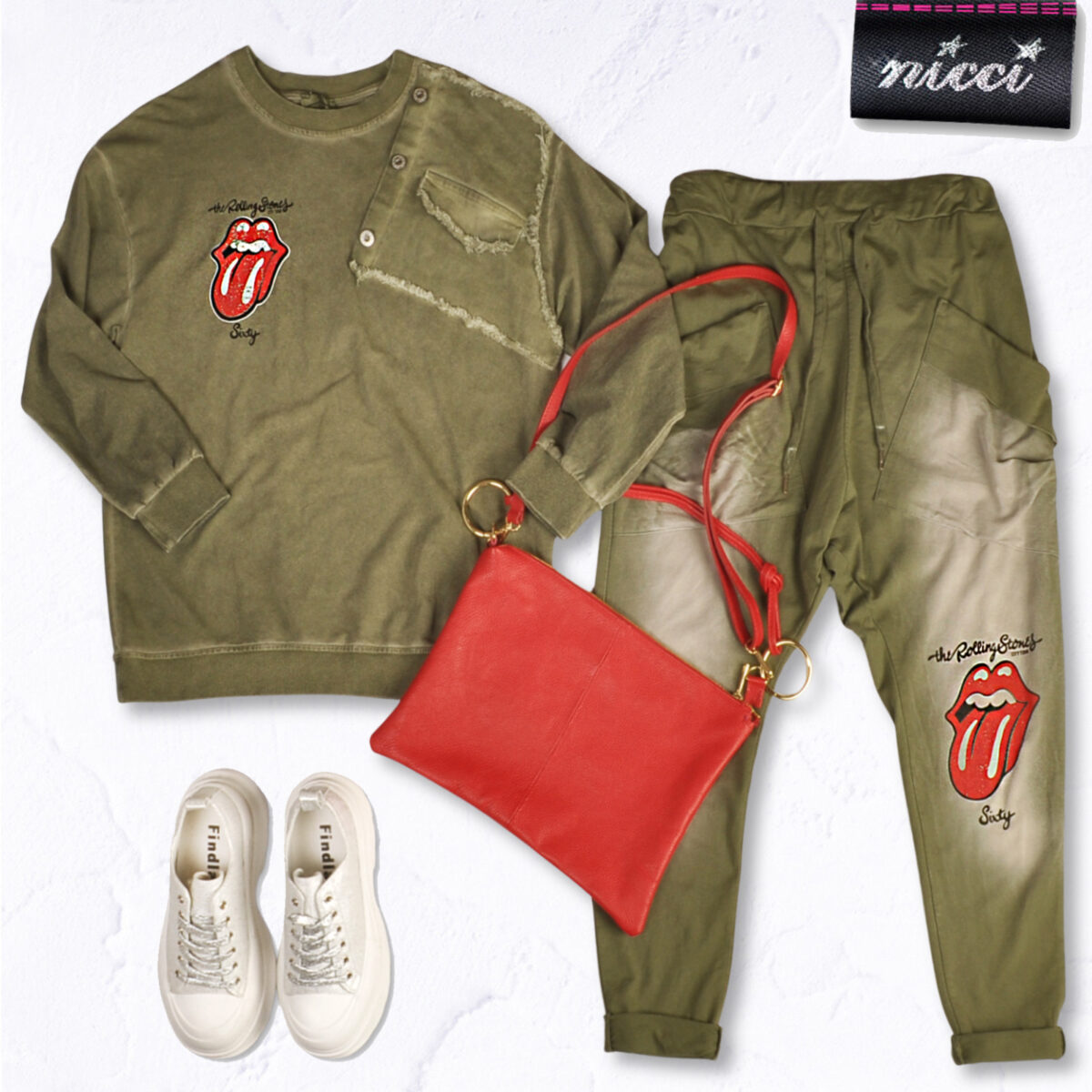 The Rolling Stones print harem pants