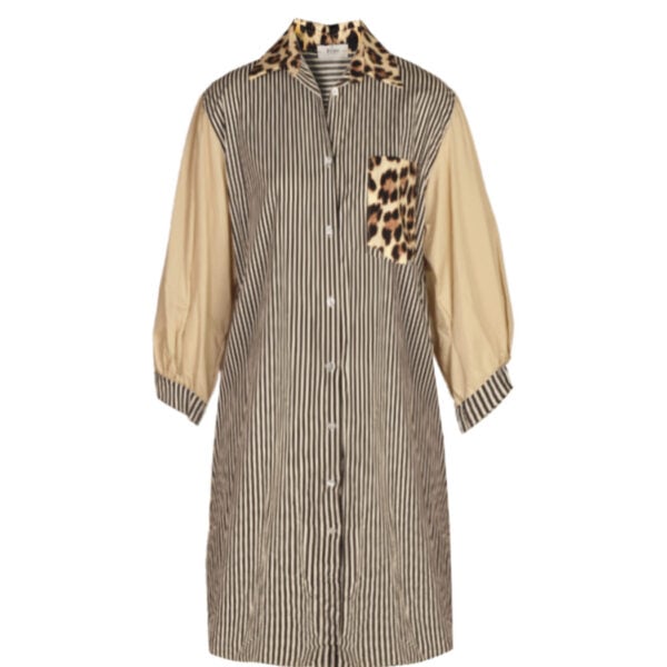 Animal print patch stripe dress