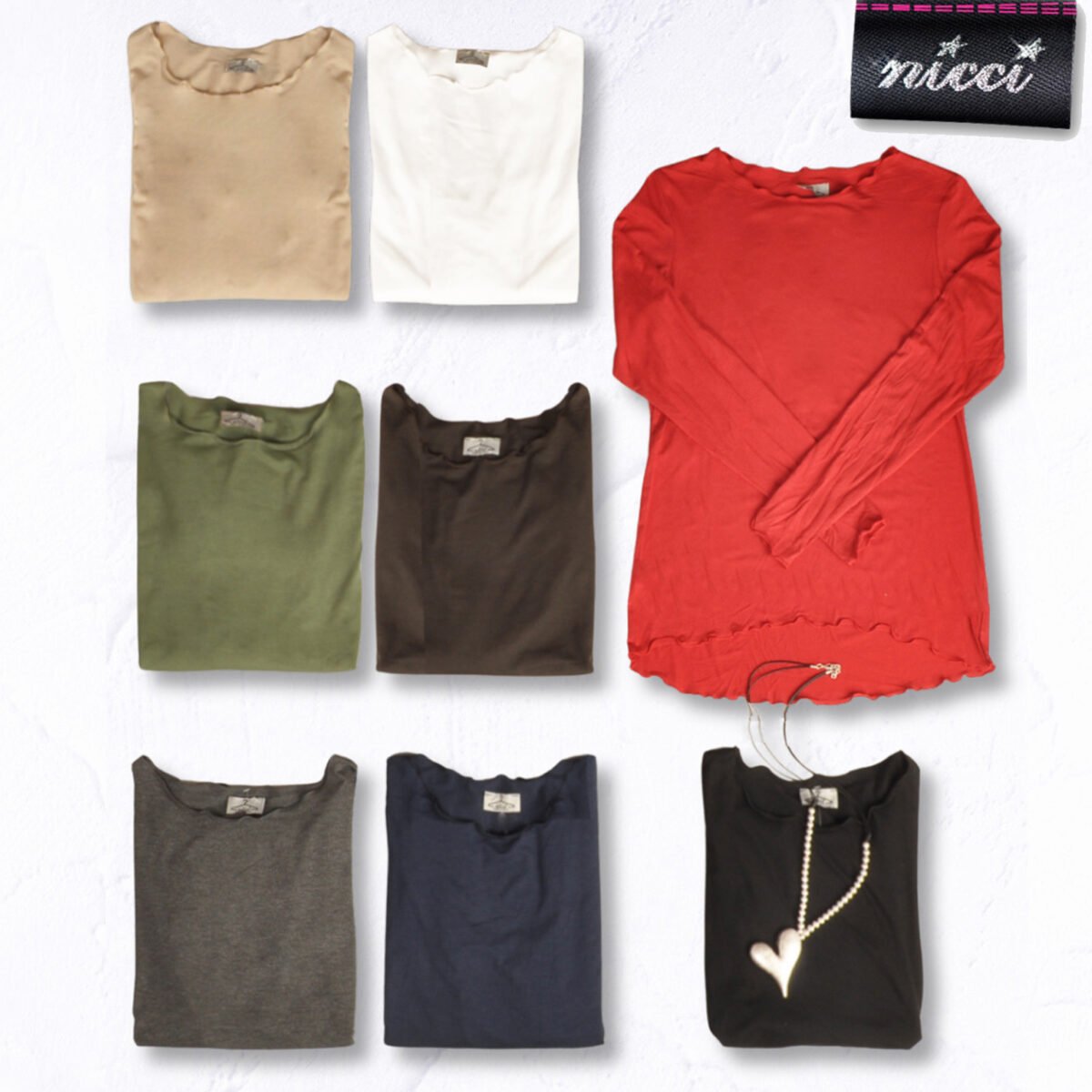 Frill edge long sleeve t-shirt