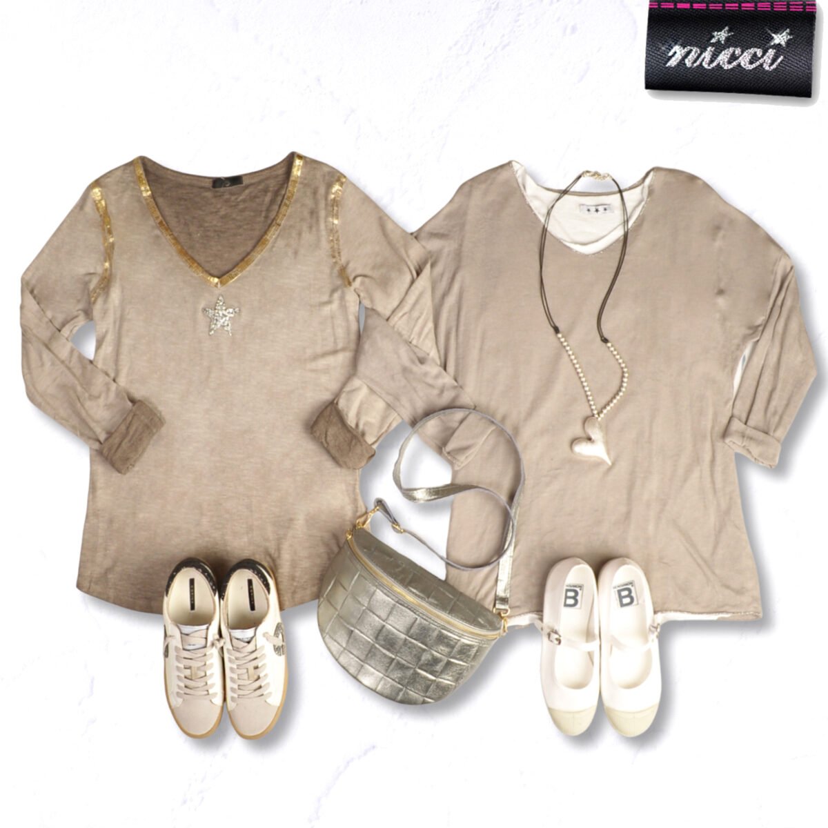Double layer lurex long sleeve top