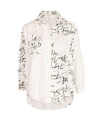 Stripe word print oversized shirt