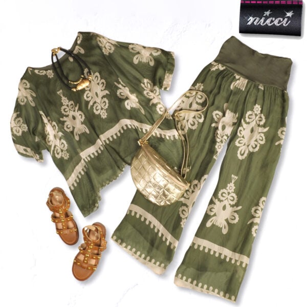 Floral print double layer silky pants