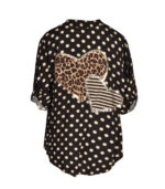 Double foil animal stripe heart dotted shirt