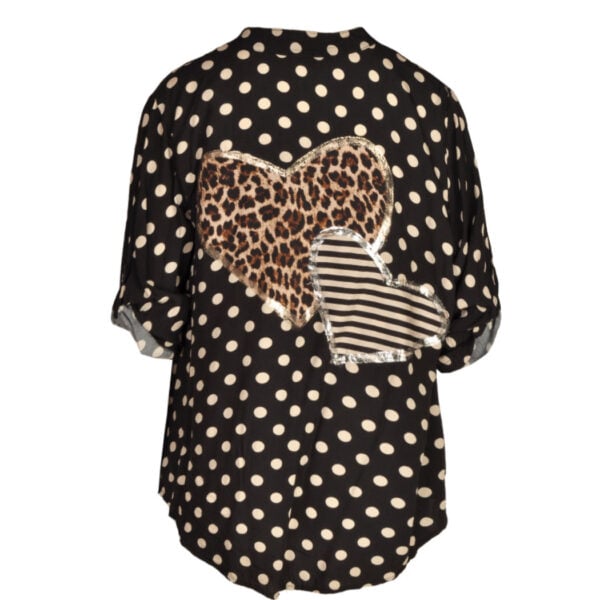 Double foil animal stripe heart dotted shirt