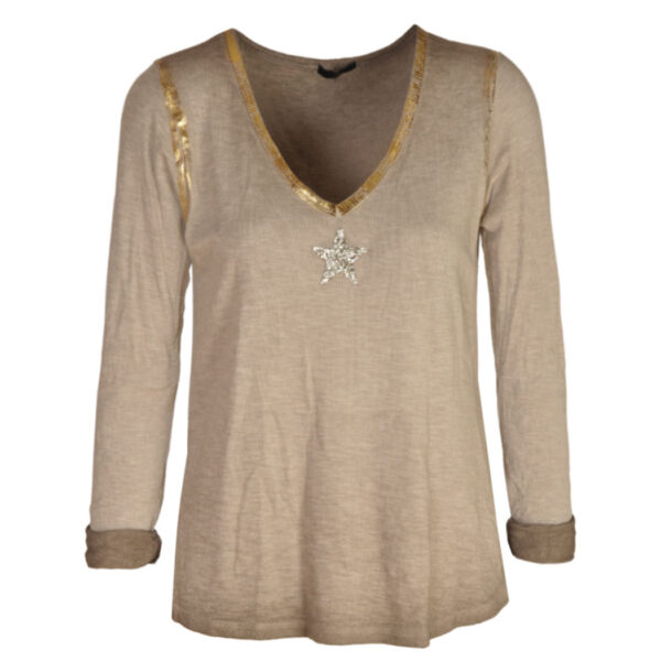 Diamante star washed knit top