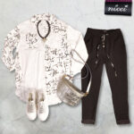 Stripe word print oversized shirt