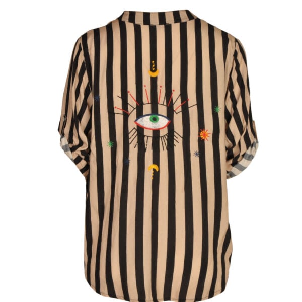 Embroidered eye striped shirt
