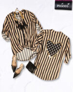 Foil dotted heart striped shirt