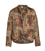Animal print checkered patch shirt
