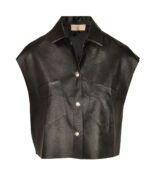 Leatherette boxy crop jacket