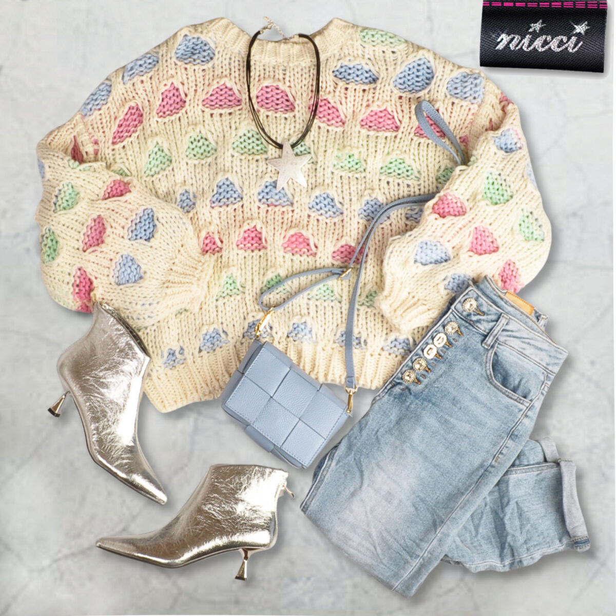 Holey pastel chunky knit