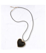 Metal edge fabric heart necklace