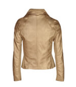 Ribbed trim collar biker jacket