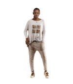 Hi-lo diamante sequin animal print top