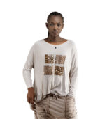 Hi-lo diamante sequin animal print top