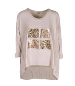 Hi-lo diamante sequin animal print top
