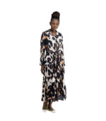 Animal print belted tiered dress