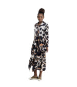 Animal print belted tiered dress